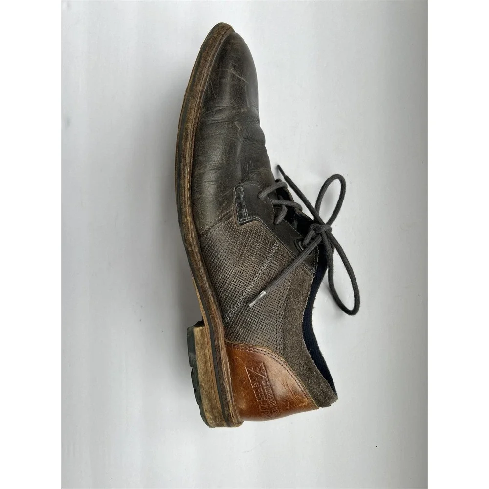 Bull Boxer Everson Men's Brown Gray Leather Dress Oxford‎ Lace Up Shoes 44 US 11
